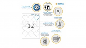 Herma etikett A4, 60mm (12) szív alakú