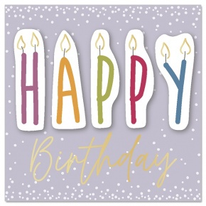 Artebene mini képeslap borítékkal (8x8 cm) pasztell lila, Happy Birthday (3)