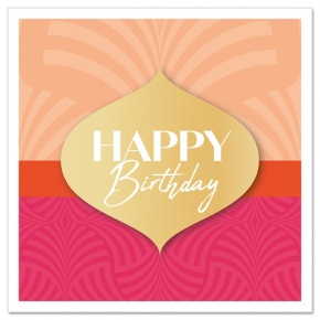 Artebene mini képeslap borítékkal (8x8 cm) Happy Birthday, pink-barackszín (4)