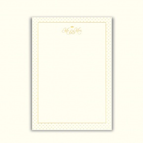 Rössler A/4 design levélpapír, ekrü, arany feliratos Mr&Mrs esküvős 2021.