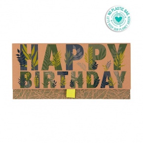 Artebene ajándékutalvány tartó (23x11 cm) Happy Birthday zöld feliratos (4)