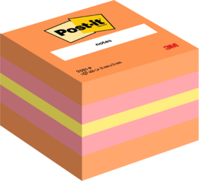3M Post-it Öntapadó minikocka 51 × 51 mm, 400 lap, rózsaszín/narancs