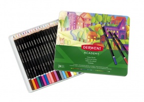 Derwent Academy színesceruza készlet fémdobozban, 24 db