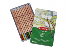 Derwent Academy akvarell színesceruza készlet fémdobozban, 12 db