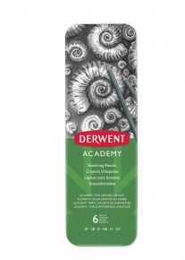 Derwent Academy skicc ceruza készlet 3B-2H, fémdobozban, 6 db