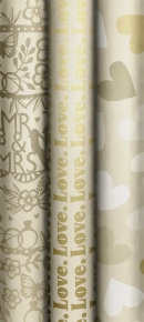 Stewo tekercses csomagolópapír (70x200 cm) 3-féle, natúr, arany színek, esküvői, (4)