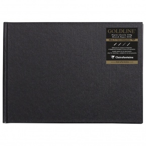 CLF vázlatkönyv (21x14,8 cm, 140 g/m2, 64 lap, fekvő) goldline/ fekete