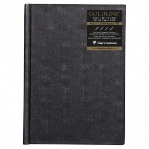 CLF vázlatkönyv (10,5x14,8 cm, 140 g/m2, 64 lap) goldline/ fekete