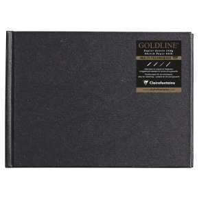 CLF vázlatkönyv (14,8x10,5 cm, 140 g/m2, 64 lap, fekvő) goldline/ fekete