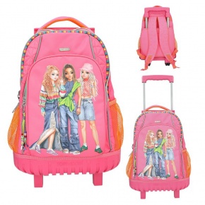 TOPModel iskolai hátizsák, húzható/trolley, rózsaszín, barátnős JOY (4)