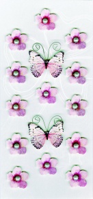 Rössler Matrica, kézzelkészített, rózsaszín virágok, pillangók
