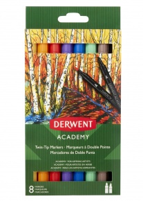 Derwent Academy kétvégű filctollkészlet (ecset/hagyományos), 8 db