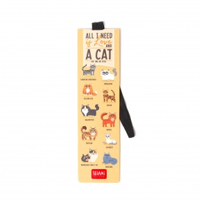 Legami könyvjelző gumipánttal (17,5x4,7 cm), All I need..Cat, macskák STATIONERY