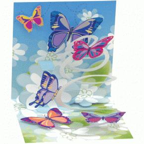 Popshots képeslap, mini, Butterflies/Pillangók