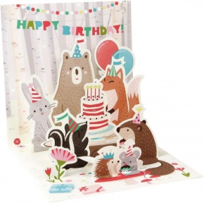 Popshots képeslap, négyzet, erdei állatok, Happy Birthday