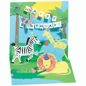Popshots képeslap, mini, születésnapi, Jungle