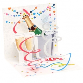 Popshots képeslap, mini, pezsgőspoharak