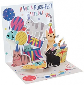 Popshots képeslap, mini, Happy Birthday, macskák, Party Cats