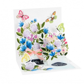 Popshots képeslap, mini, virágcsokor, pillangók, Mason Jars