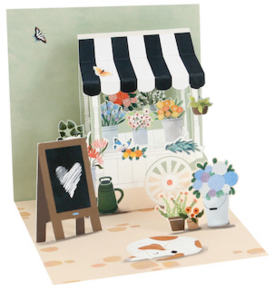 Popshots képeslap, mini, Virágbolt / Flower Cart