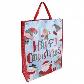 Eurowrap ajándéktasak PP (jumbo 70x49x18 cm) kék, Happy Christmas karácsonyi (4).