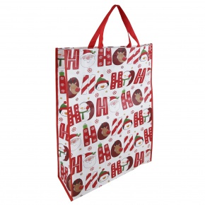 Eurowrap ajándéktasak PP (jumbo 70x49x18 cm) fehér, piros, Ho-Ho-Ho karácsonyi (4).