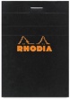 Clairefontaine Rhodia fekete jegyzetblokk, kockás 80lap, 7,4x10,5cm