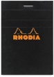 Clairefontaine Rhodia fekete jegyzetblokk, 80lap, vonalas 8,5x12cm