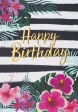 BSB Black&Gold képeslap, Happy Birthday, tropical (állvány)