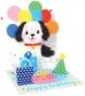 Popshots képeslap, négyzet, Happy Birthday, kutyus lufikkal, ajándékokkal
