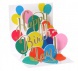 Popshots képeslap, mini, Happy Birthday, színes lufis